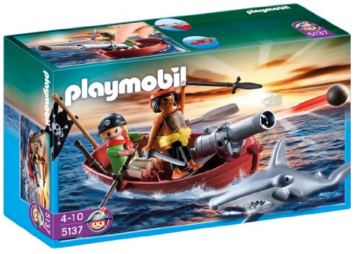 Playmobil - 5137 - Jeu de construction - Barque des pirates avec requin-marteau Playmobil - 5137 - Jeu de construction - Barque des pirates avec requin-marteau