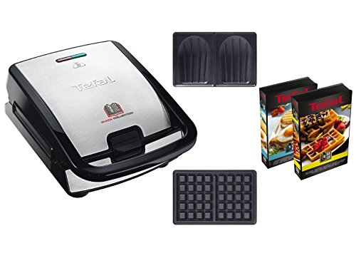Tefal SW853D12 Snack Collection 2 Appareil Croques et Gaufres Jeux de Plaques + Livres de Recettes Inclus Noir/Inox Tefal SW853D12 Snack Collection 2 Appareil Croques et Gaufres Jeux de Plaques + Livres de Recettes Inclus Noir/Inox