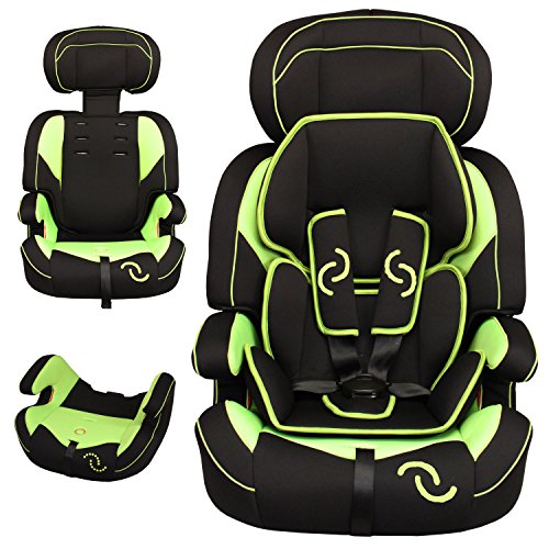 Siège auto évolutif Groupe 1,2,3 pour bébés et enfants de 9 kg à 36 kg. Coloris : noir, vert anis Siège auto évolutif Groupe 1,2,3 pour bébés et enfants de 9 kg à 36 kg. Coloris : noir, vert anis