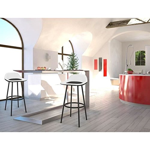 MADRID Lot de 2 tabourets, coloris Noir/Blanc MADRID Lot de 2 tabourets, coloris Noir/Blanc
