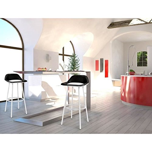 MADRID Lot de 2 tabourets, coloris Blanc/Noir MADRID Lot de 2 tabourets, coloris Blanc/Noir