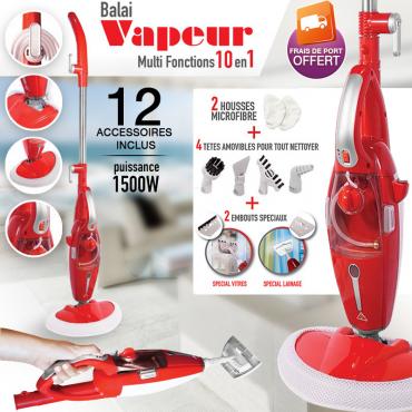 Balai MultiVapeur 1500 watts 10 en 1 Complet Balai MultiVapeur 1500 watts 10 en 1 Complet