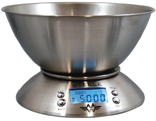 Balance cuisine avec bol 2L en acier inoxydable et écran LCD 1g à 5kg - argenté Balance cuisine avec bol 2L en acier inoxydable et écran LCD 1g à 5kg - argenté