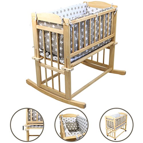 Monsieur Bébé ® Berceau bébé 40 x 80 cm + tour de lit et linge de lit / Mode bascule ou roulette /Modèle Stars/ Norme NF EN1130 -1 et 2 Monsieur Bébé ® Berceau bébé 40 x 80 cm + tour de lit et linge de lit / Mode bascule ou roulette /Modèle Stars/ Norme NF EN1130 -1 et 2