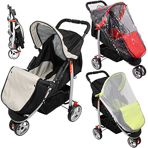 Monsieur Bébé ® Poussette bébé 3 roues pliable en 1 clic + Accessoires / Verte, Rouge ou Grise / NORME NF EN 1888 Monsieur Bébé ® Poussette bébé 3 roues pliable en 1 clic + Accessoires / Verte, Rouge ou Grise / NORME NF EN 1888