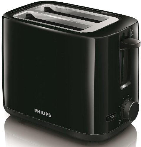 PHILIPS - HD2595/90 - Grille-pain Daily, noir, 2 fentes, 800W, réchauffe viennoiseries, bouton stop, tiroir ramasse-miettes PHILIPS - HD2595/90 - Grille-pain Daily, noir, 2 fentes, 800W, réchauffe viennoiseries, bouton stop, tiroir ramasse-miettes