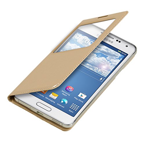 kwmobile® Flip cover pour Samsung Galaxy Alpha en Doré avec revêtement en cuir et ouverture kwmobile® Flip cover pour Samsung Galaxy Alpha en Doré avec revêtement en cuir et ouverture