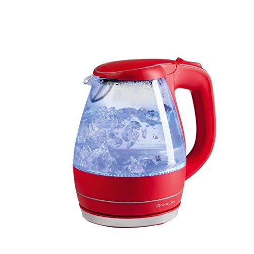 Bouilloire rouge en verre sans fil 1,5L DOM326R