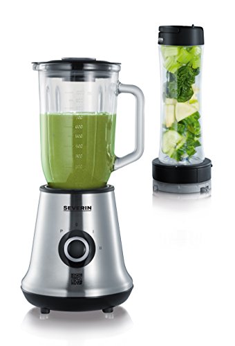 Severin 3737 Mix & Go Multi Mixeur + Smoothie Noir/Inox Brossé 16,8 x 16,2 x 35,8 cm