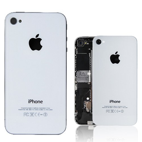 Vitre coque arrière Blanc Haute Qualité remplacement pour Iphone 4 complet avec châssis prémonté Vitre coque arrière Blanc Haute Qualité remplacement pour Iphone 4 complet avec châssis prémonté