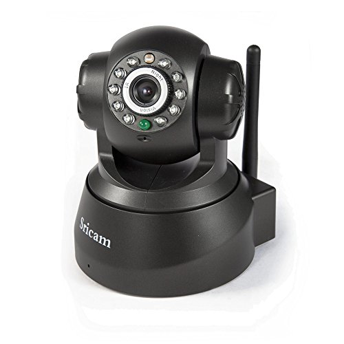 Sricam Wifi Webcam Caméra IP de Surveillance Pan/Tilt CCTV 0.3MP P2P Sans Fil Infrarouge IR Vision Nocture Détection de Mouvement Sécurité Noir Sricam Wifi Webcam Caméra IP de Surveillance Pan/Tilt CCTV 0.3MP P2P Sans Fil Infrarouge IR Vision Nocture Détection de Mouvement Sécurité Noir