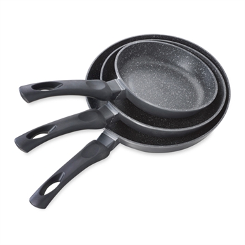 Set 3 Poêles avec revêtement Dur comme la pierre 20, 24 et 28 cm Set 3 Poêles avec revêtement Dur comme la pierre 20, 24 et 28 cm