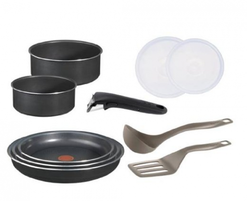 Tefal L0369602 Ingenio 5 - Batterie de cuisine Set de 10 Pièces Antiadhésif Aluminium Noir : 2 casseroles (16/18 cm) 3 poêles (20/22/26 cm) 2 couvercles hermétiques (16/18 cm) 1 spatule à angle 1 louche 1 poignée amovible Tefal L0369602 Ingenio 5 - Batterie de cuisine Set de 10 Pièces Antiadhésif Aluminium Noir : 2 casseroles (16/18 cm) 3 poêles (20/22/26 cm) 2 couvercles hermétiques (16/18 cm) 1 spatule à angle 1 louche 1 poignée amovible