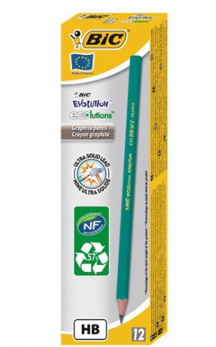 Bic Crayons de papier HB "Evolution - ecolutions" ultra solide sans bois (boite de 12) Bic Crayons de papier HB "Evolution - ecolutions" ultra solide sans bois (boite de 12)