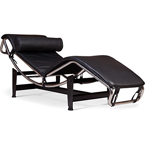 Chaise Longue style LC4 Le Corbusier - Cuir Premium Noir Chaise Longue style LC4 Le Corbusier - Cuir Premium Noir