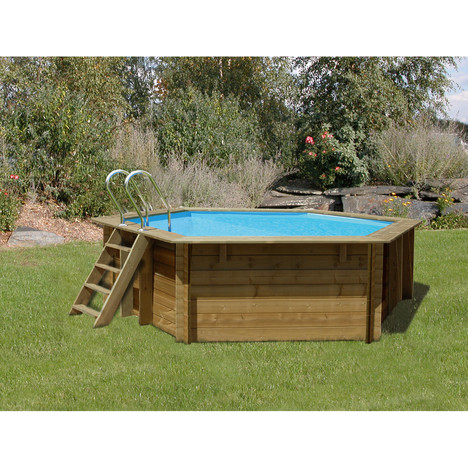  SUNBAY Piscine bois ronde 6 pans VANILLE