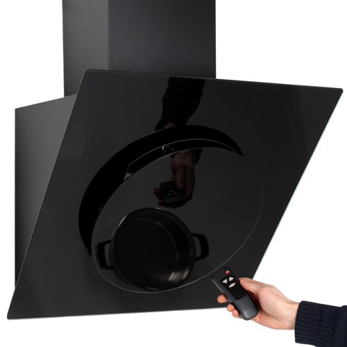 Hotte aspirante en verre noir avec panneau tactile, hotte diagonale 60cm aspiration 650m³/h télécommande incluse Hotte aspirante en verre noir avec panneau tactile, hotte diagonale 60cm aspiration 650m³/h télécommande incluse