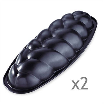 Lot de 2 moules à brioches tressées Lot de 2 moules à brioches tressées