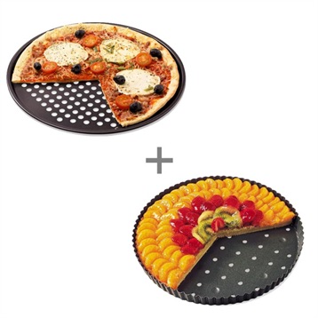 Lot Moule à pizza Tourtière perforée Lot Moule à pizza Tourtière perforée