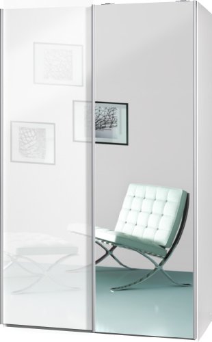 Smart soft plus armoire à portes coulissantes type 42 "120 x 194 x 61 cm (blanc/blanc brillant/miroir Smart soft plus armoire à portes coulissantes type 42 "120 x 194 x 61 cm (blanc/blanc brillant/miroir