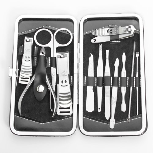 12PCS Trousse Manucure Pédicure Ongle Clipper Cutter Coupe Soins Kits Set Nail