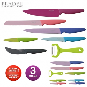 Coffret Couteaux Inox Céramique Color Pradel® 1 acheté 1 gratuit Coffret Couteaux Inox Céramique Color Pradel® 1 acheté 1 gratuit