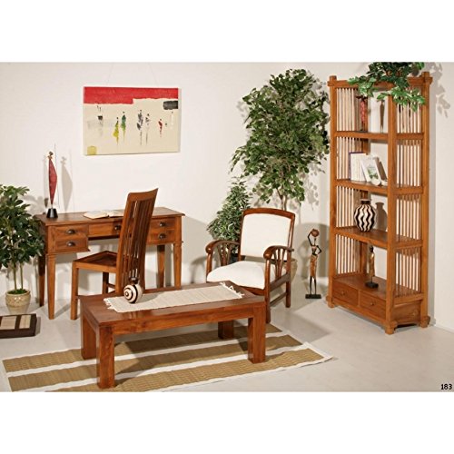 Bureau avec 5 tiroirs en teck, L120 x H75 x P50 cm -PEGANE- Bureau avec 5 tiroirs en teck, L120 x H75 x P50 cm -PEGANE-
