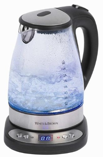 White and Brown DA 935 Bouilloire en Verre avec Sélecteur de Température 2200 W