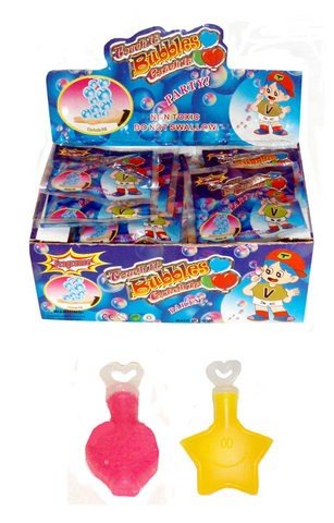 Lot de 48 flacons de bulles de savon pour enfants - couleurs et motifs variés Lot de 48 flacons de bulles de savon pour enfants - couleurs et motifs variés
