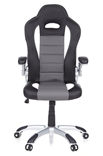 Hjh Office Racer Sport Siège de bureau pivotant - Simili cuir - Noir/Gris Hjh Office Racer Sport Siège de bureau pivotant - Simili cuir - Noir/Gris
