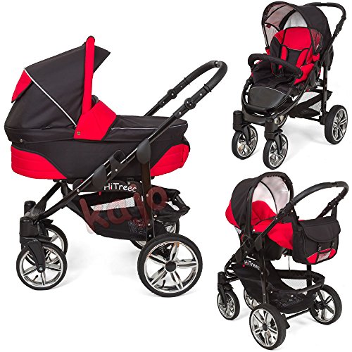 Poussette Combinée Trio 3 en 1 HiTreec Rouge / Noir - Landau, poussette promenade, siège auto Groupe 0/0+ - Livrée avec ses accessoires. Poussette Combinée Trio 3 en 1 HiTreec Rouge / Noir - Landau, poussette promenade, siège auto Groupe 0/0+ - Livrée avec ses accessoires.