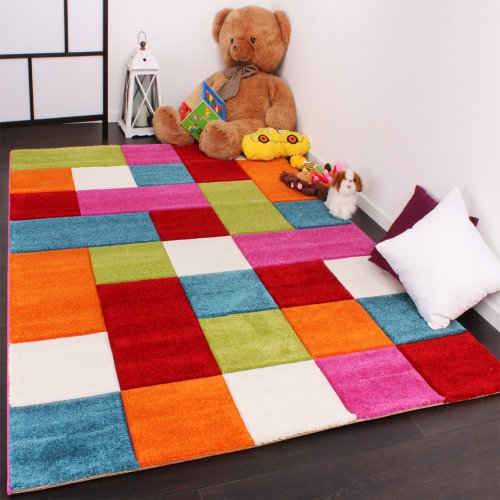 Tapis Pour Enfant à Carreaux Multicolore Vert Rouge Bleu Crème Rose, Dimension:120x170 cm Tapis Pour Enfant à Carreaux Multicolore Vert Rouge Bleu Crème Rose, Dimension:120x170 cm
