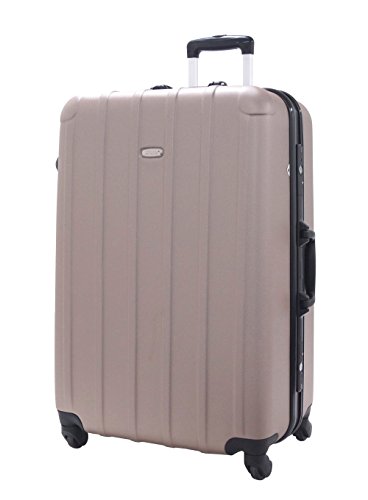Grande Valise Utopia Robuste Bagage - Coque rigide Champagne - Trolley roulettes homme femme mixte - Roue 360° - Legère - Poignée Télescopique - Serrure à clé TSA - Expédié de France avec Garantie 5 ans