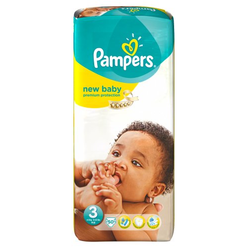 Pampers New Baby 50 Couches 4-9 kg Taille 3 Midi Géant - Lot de 2 Pampers New Baby 50 Couches 4-9 kg Taille 3 Midi Géant - Lot de 2