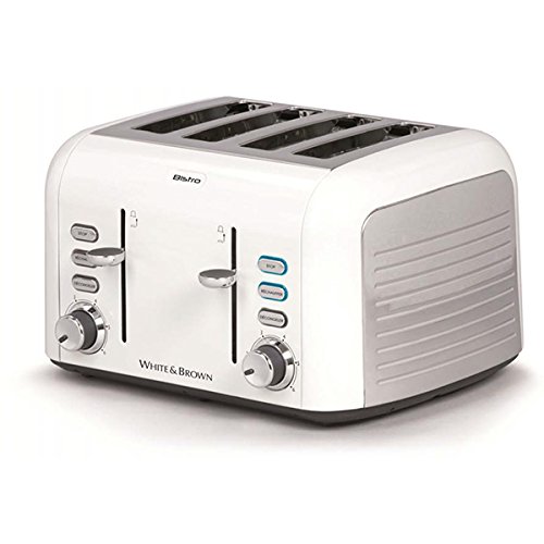 White and brown - ta644 - Grille-pains 4 fentes 1600w blanc BISTRO White and brown - ta644 - Grille-pains 4 fentes 1600w blanc BISTRO