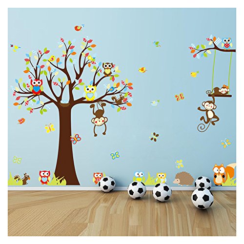 234 * 150cm ??cureuil hibou singe sticker mural pour la chambre des enfants 234 * 150cm ??cureuil hibou singe sticker mural pour la chambre des enfants