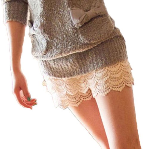 Y-BOA - Short Jupe Court-Femme/Fille Mince- Coton Dentelle - Bermuda-Elastique-Casual- Tour de taille 60~84CM (Blanc) Y-BOA - Short Jupe Court-Femme/Fille Mince- Coton Dentelle - Bermuda-Elastique-Casual- Tour de taille 60~84CM (Blanc)