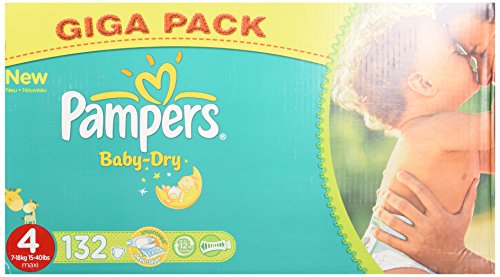 Pampers Baby Dry Couches Maxi 7-18 kg Taille 4 Format Gigapack x 132 Pampers Baby Dry Couches Maxi 7-18 kg Taille 4 Format Gigapack x 132
