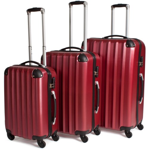 TecTake Set Lot de 3 valises Trolley bordeaux valise rigide - avec serrure à combinaison intégrée - poignée télescopique - roulettes 360° TecTake Set Lot de 3 valises Trolley bordeaux valise rigide - avec serrure à combinaison intégrée - poignée télescopique - roulettes 360°