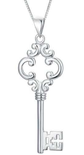 Collier en argent sterling pendentif pour les femmes, clé de la flore, Italienisch Kette Box