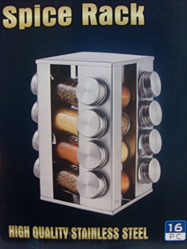 ESPECIERO 13PIEZAS ACERO INOX Y VIDRIO CON SOPORTE GIRATORIO