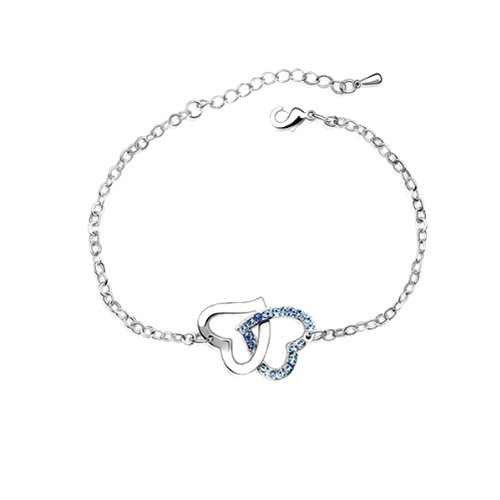 Blue Pearls-Bracelet Coeurs entrelacés en Cristal de Swarovski Element bleu-CRY A120 G Blue Pearls-Bracelet Coeurs entrelacés en Cristal de Swarovski Element bleu-CRY A120 G
