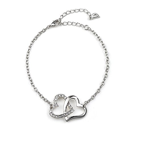 Blue Pearls-Bracelet Coeurs entrelacés Cristal de Swarovski Elements Blanc-CRY A100 G Blue Pearls-Bracelet Coeurs entrelacés Cristal de Swarovski Elements Blanc-CRY A100 G