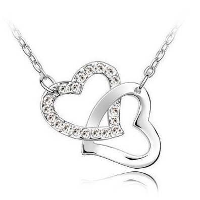 CargoMix© Collier coeurs entrelacés serti de cristaux Swarovski Elements plaqué en or blanc 18 carats - Blanc Femme Bijoux-Ensemble Complet Disponible CargoMix© Collier coeurs entrelacés serti de cristaux Swarovski Elements plaqué en or blanc 18 carats - Blanc Femme Bijoux-Ensemble Complet Disponible