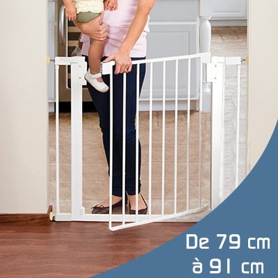 MONSIEUR BEBE ® BARRIÈRE DE SÉCURITÉ ENFANT EXTENSIBLE DE 79CM À 91CM / NORME NF EN1930 - 2011 / GARANTIE 2 ANS / SATISFAIT OU REMBOURSÉ