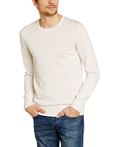 Celio - Pull - Coupe droite - Uni - Col rond - Manches longues - Homme - Écru (Écru Chiné 04) - Medium (Taille fabricant : M) Celio - Pull - Coupe droite - Uni - Col rond - Manches longues - Homme - Écru (Écru Chiné 04) - Medium (Taille fabricant : M)