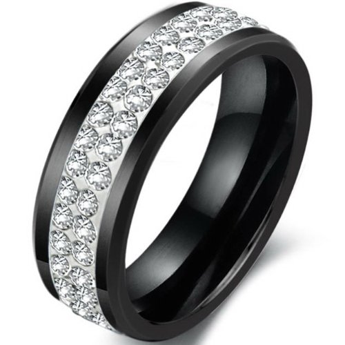 JewelryWe Bijoux Bague Homme et Femme Deux Rangs Oxyde de Zirconium Bieau Mariage Céramique Noir Largeur 8mm Avec Sac Cadeau(Taille de Bague 54.5) JewelryWe Bijoux Bague Homme et Femme Deux Rangs Oxyde de Zirconium Bieau Mariage Céramique Noir Largeur 8mm Avec Sac Cadeau(Taille de Bague 54.5)