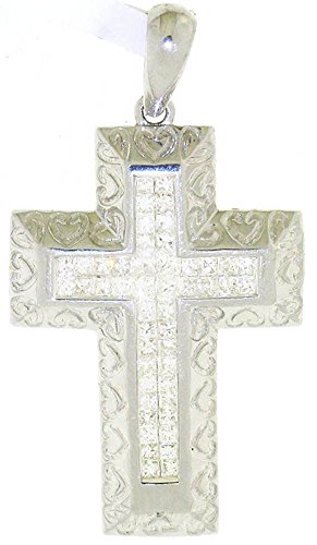 Pendentif + Chaîne Femme Croix Or Blanc 750/1000 et Diamant Carré 1.00 Carat H-SI2 - 42mm*22mm Chaîne 45 CM Pendentif + Chaîne Femme Croix Or Blanc 750/1000 et Diamant Carré 1.00 Carat H-SI2 - 42mm*22mm Chaîne 45 CM