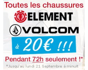 Chaussures Element et Volcom à 20€ Chaussures Element et Volcom à 20€