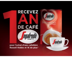 Une cafetiere achetée Recevez 12 paquets de café moulu Segafredo Intermezzo 250 g